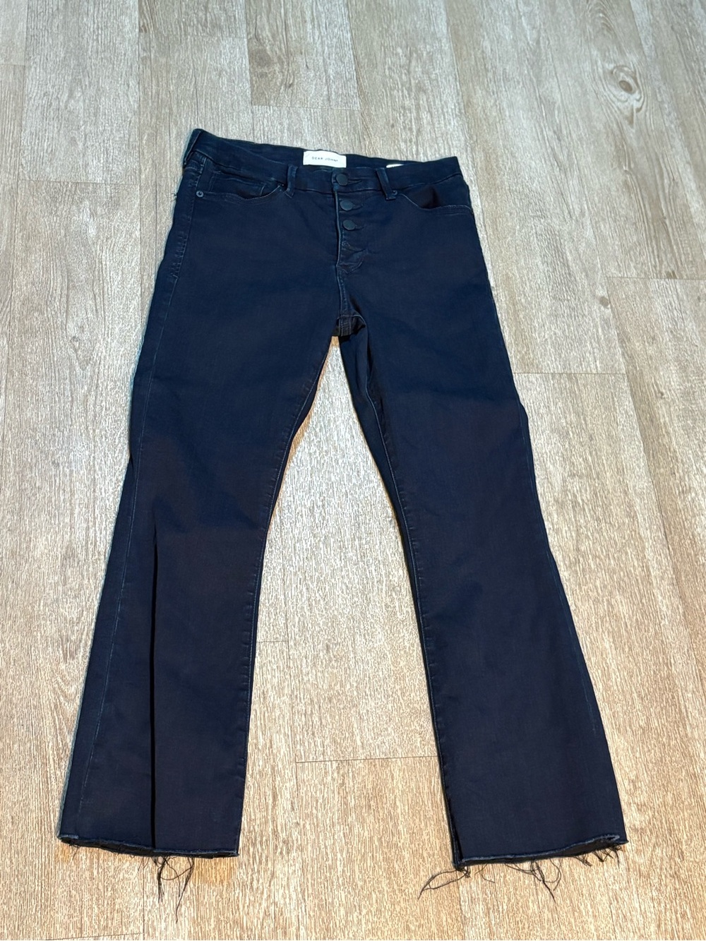 DEAR JOHN JEANNE FLARE DARK DENIM JEANS FRAYED ENDS SIZE 27